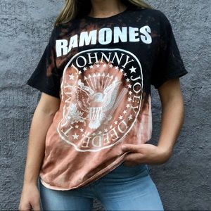 Ramones acid wash custom bleached Tshirt